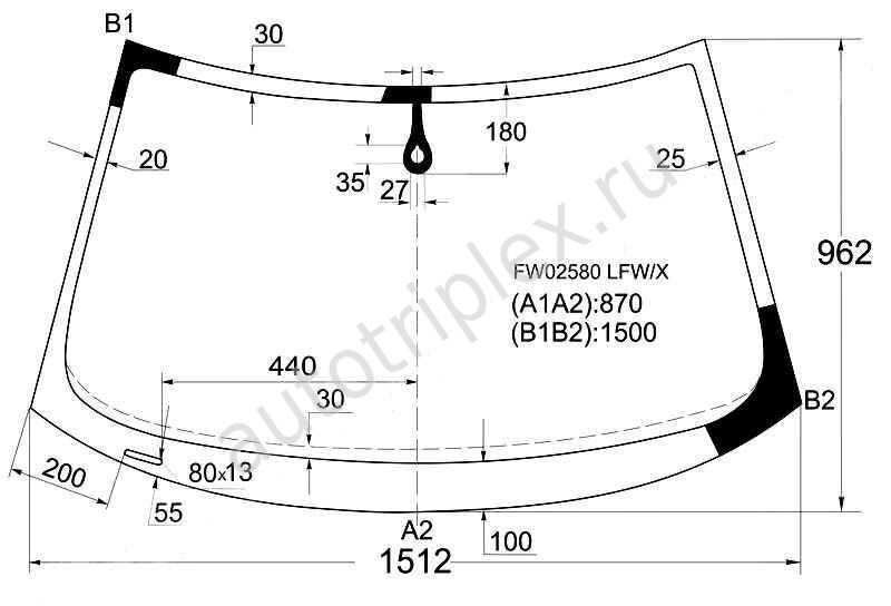 Лобовое автостекло Audi A3 2003-12 с датчиком дождя Lemson