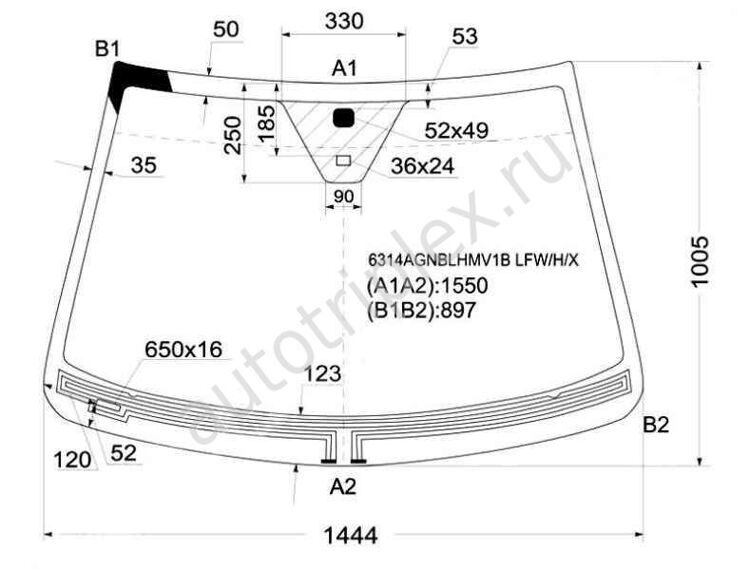 Лобовое Chevrolet Captiva/Antara обогр и ДД Lemson